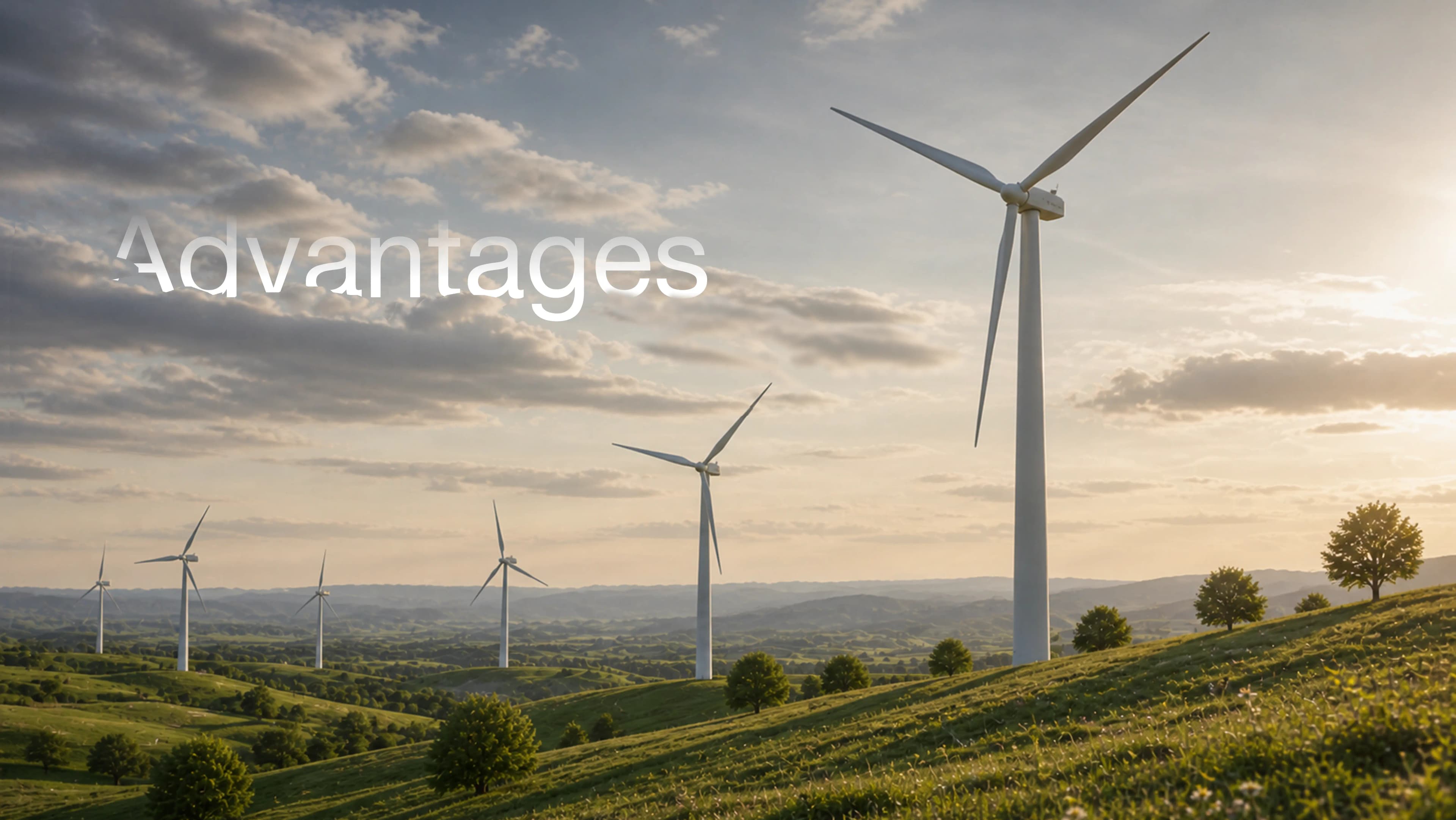 Éoliennes sur un paysage verdoyant et vallonné
