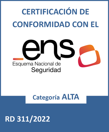 Certificado de conformidad con el ENS, categoría ALTA (PDF) (se abre en una pestaña nueva)